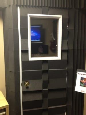 Sound-abated recording booth at Kimberly Steele Studio, Naperville