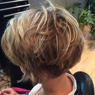 Women's short bob with highlights-stylist Billy Mcgee