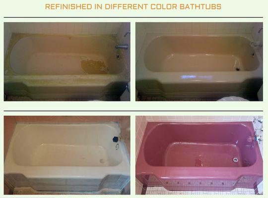 Refinished in different color bathtubs