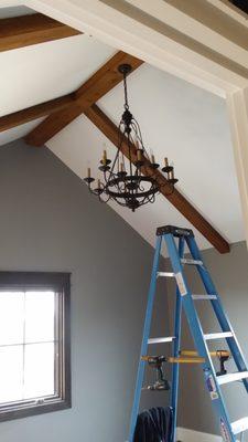 Large chandelier installation