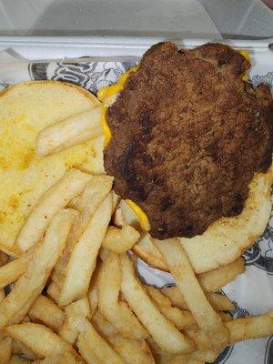 Nasty cold stale cheese burger meal from Penn's. Nothing was fresh. The burger was also flavorless.