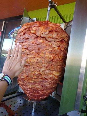 Fresh Al Pastor on the grill.