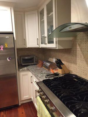 Stove area of remodeled kitchen.