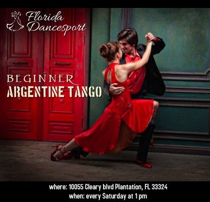 Argentine Tango lessons for beginners. Couples and singles are welcome  every Saturday @ 1 PM