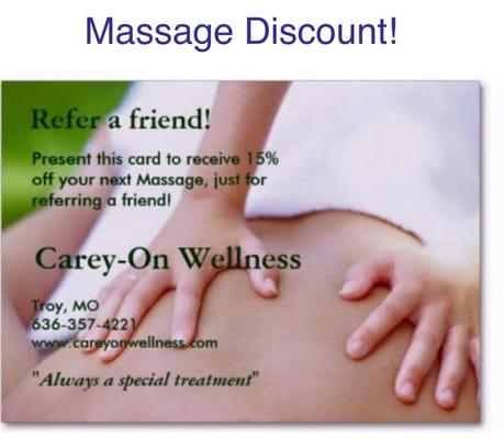 Here's our refer a friend program to help you earn FREE massage time.