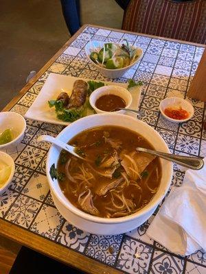 Beef combination Pho, pork Salad Rolls