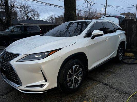 Full interior and exterior detail completed on this Lexus RX350L in gated parking lot in Chicago.