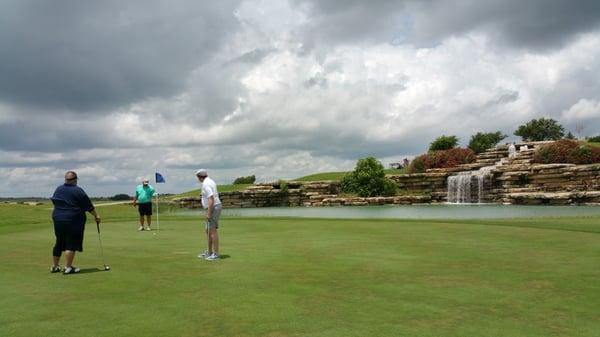 The waterfall.  This is actually a really nice golf course!