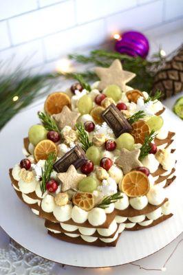 Christmas tree layered gingerbread cake.  Can be vegan and gluten free