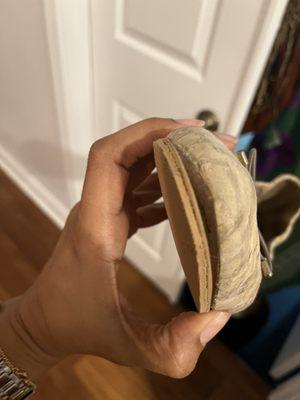 He was not supposed tp touch the sole. He was supposed to add anti slipping piece to the regular sole. My shoes are destroyed