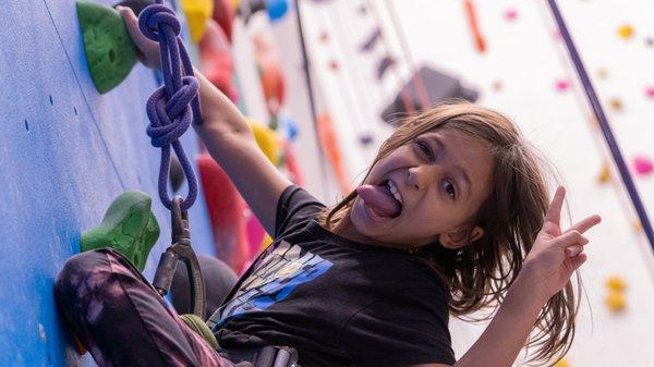 youth climber smiling