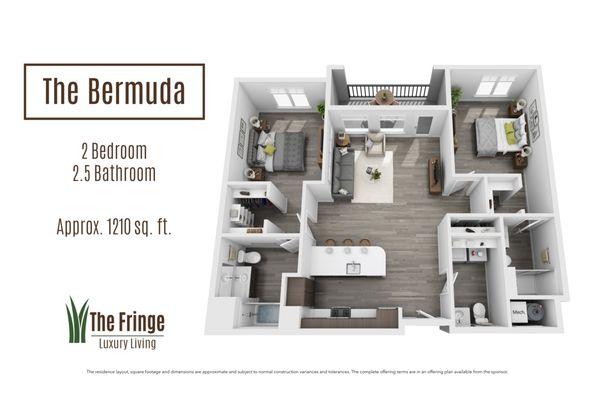 The Bermuda | 2 Bed, 2.5 Bath | 1,210 sqft