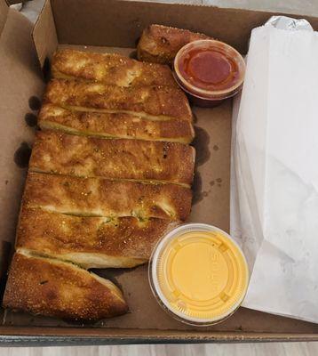 8 Pieces Garlic Breadsticks. Really good.