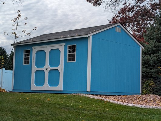 The shed comes primed but we painted it.