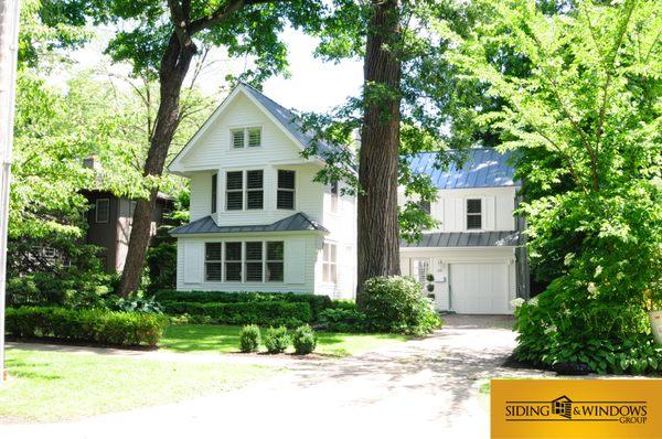 Lake Bluff, IL Siding Replacement of James Hardie with Metal Roof. Featured in Remodeling magazine!