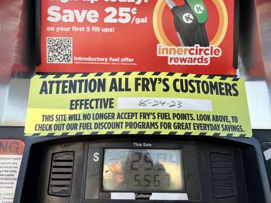 Heads up for Fry's Fuel Points!