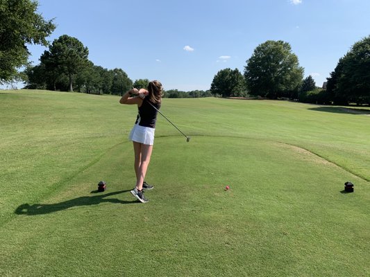 Ninth hole tee heading back to clubhouse