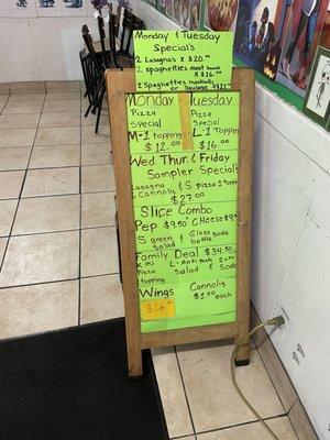 Weekly specials and daily too