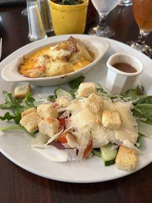 Lakeside tomato pie and side of Lakeside salad.