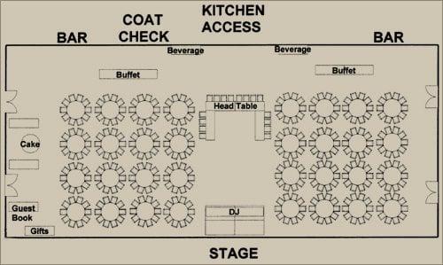 Floorplan of the ballroom; Courtesy: premiercatering.net