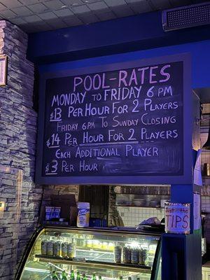 Pool rates