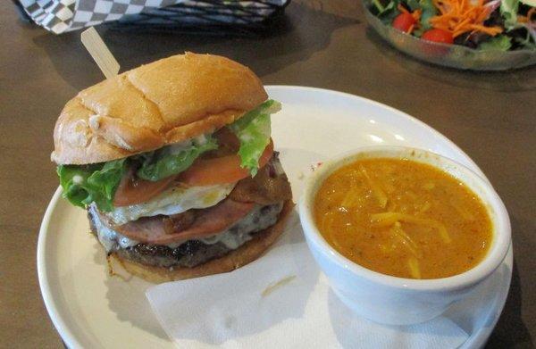 The Wetlands Burger w/Cheeseburger Soup side...