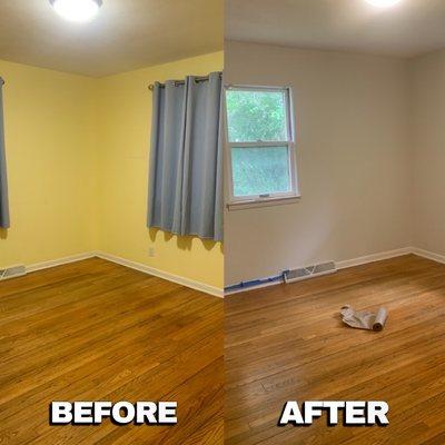 Bedroom before and after