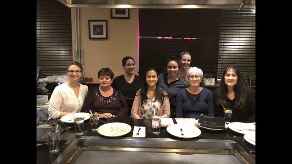 Celebrating the birthdays of couple of our team members at a Hibachi restaurant.