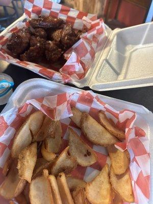 Side of fries with Habanero wings