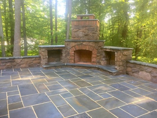 Outdoor Fireplace and Flagstone patio