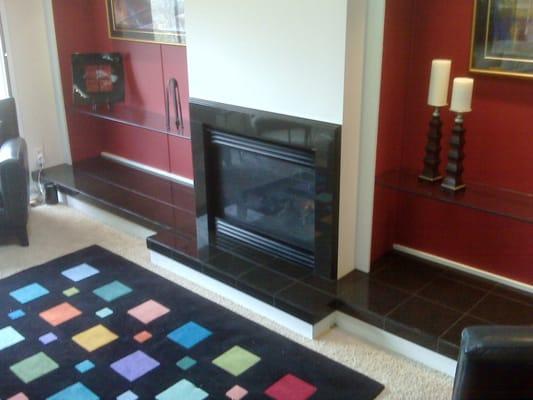 Fireplace surrounds in stone or tile