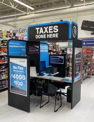 Conveniently located inside the local Walmart! Here you can quickly and privately get your taxes done by a licensed professional.