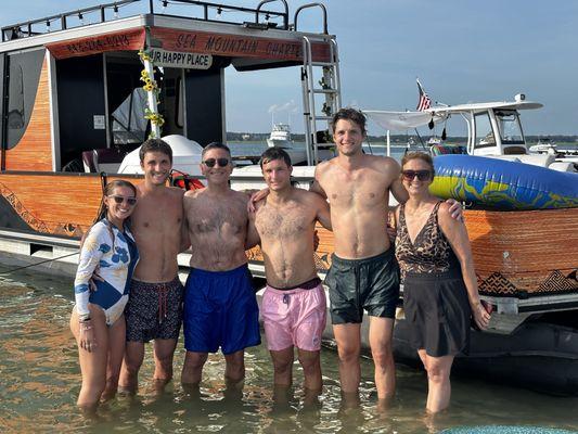 Family day pontoon charter to Bird Island