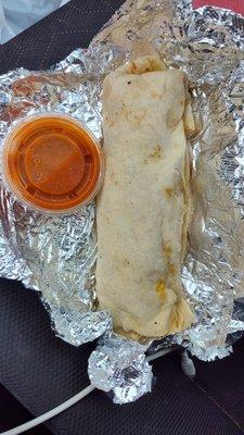 Chorizo and egg breakfast burrito