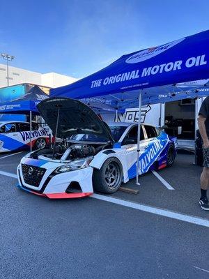 Nissan Altima "Altimaniac" wrapped in a Valvoline Livery for Chris Forsberg Racing.