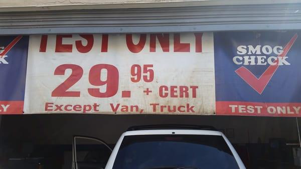 $40 not $30 Star certified smog check