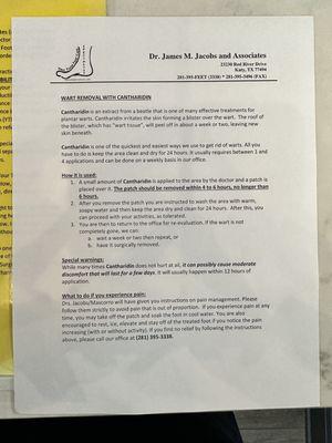 After care instructions for foot  wart removal