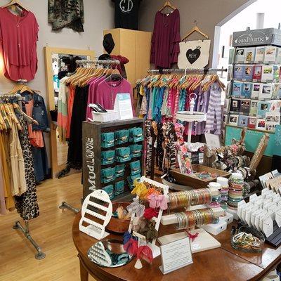 women's clothing and jewelry in the middle room