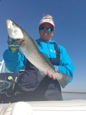 Captain Bobbi with a nice Big Bend trout.