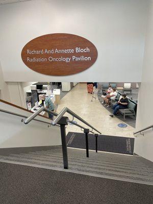 The long stairway to the "dungeon," where all the radiation is safely contained below ground, and where treatments are done.