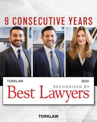 Reza Torkzadeh, Korosh Torkzadeh and Eugenia Steele are on the Best Lawyers list for 9 consecutive years.