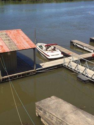 Plenty of dock space to accommodate many boats.