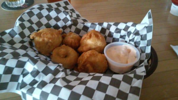 Hand-dipped deep-fried mushrooms are amazing.