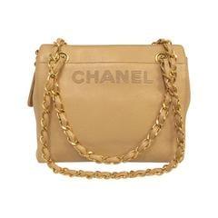 Chanel Tan Caviar Leather Double Woven Chain Bag