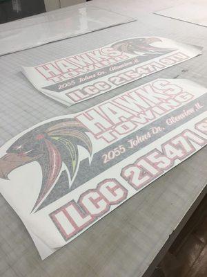 HAWKS TOWING. 2 CAR DOOR STICKERS READY TO GO!!!!