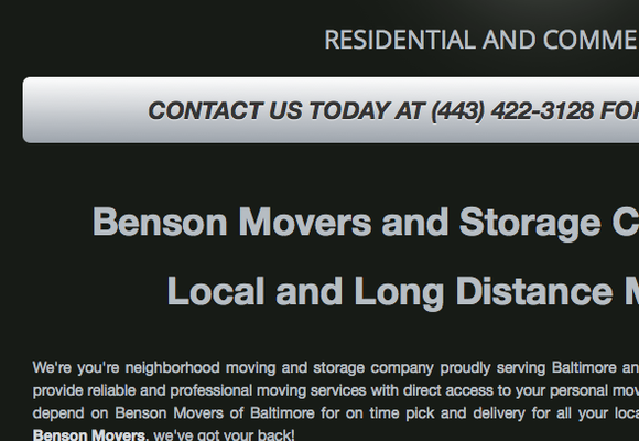 BENSON MOVERS OF BALTIMORE | (443) 422-3128