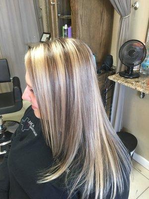 Chunky blonde highlights