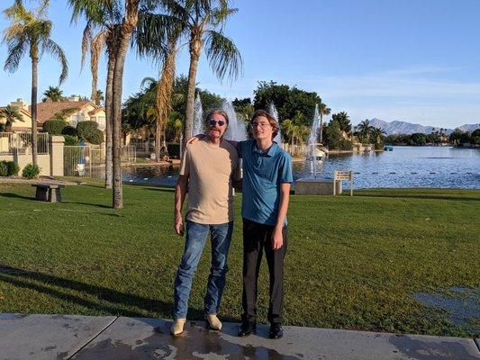 Garden Lakes, North Avondale. 20 miles west of Phoenix, Father's Day 2019. My wonderful husband and son.