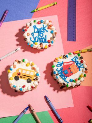 Back to School theme buttercream-topped Chocolate Chip cookies