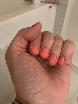 Non-gel, non-acrylic mani pedi.